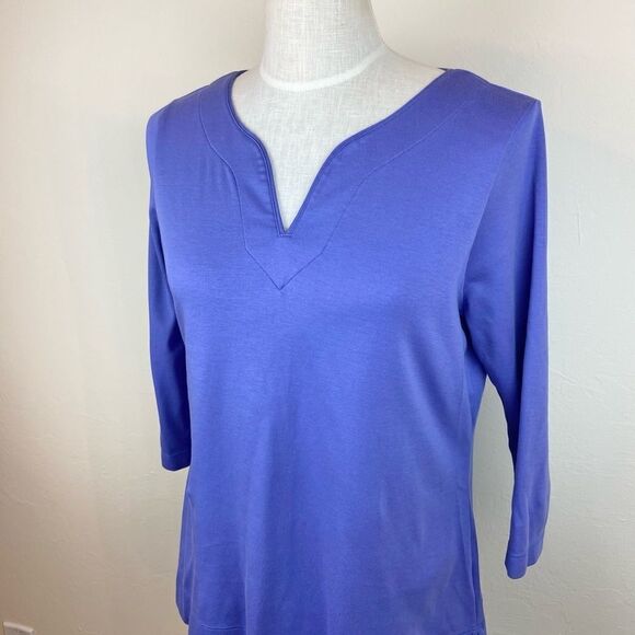 L.L. Bean 3/4 Sleeve Pima Cotton Split-Neck Tunic - Picture 2 of 6